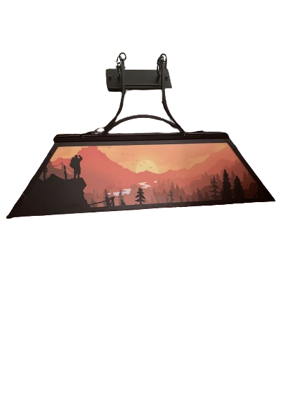 Used pool table light, includes bulbs, 4' by 9".