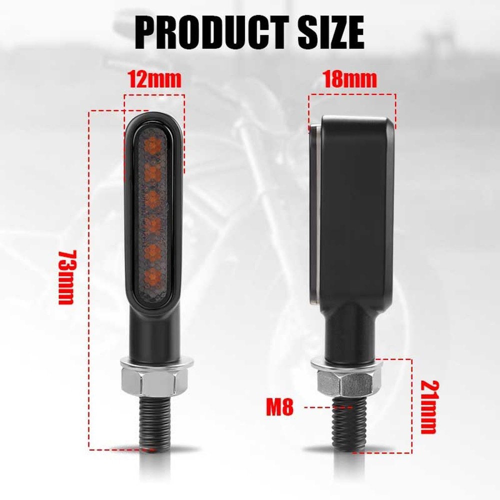 2PC Motorcycle LED Turn Signals Blinker Light Indicator Black Amber Universal
