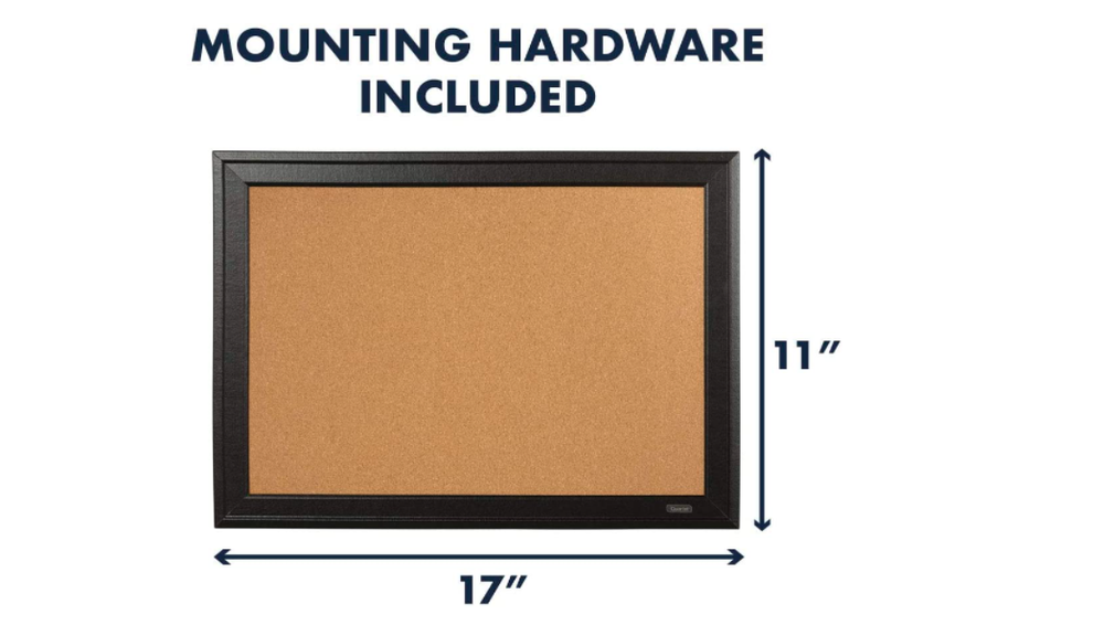 Framed Corkboard Bulletin Cork Board Black Frame Office Reminder Home Wall Mount
