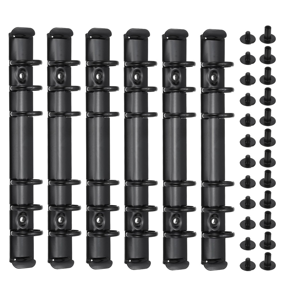 A6 Ring Binder Mechanisms, 6 Set 6-Hole Replacement Binder Planner, Black