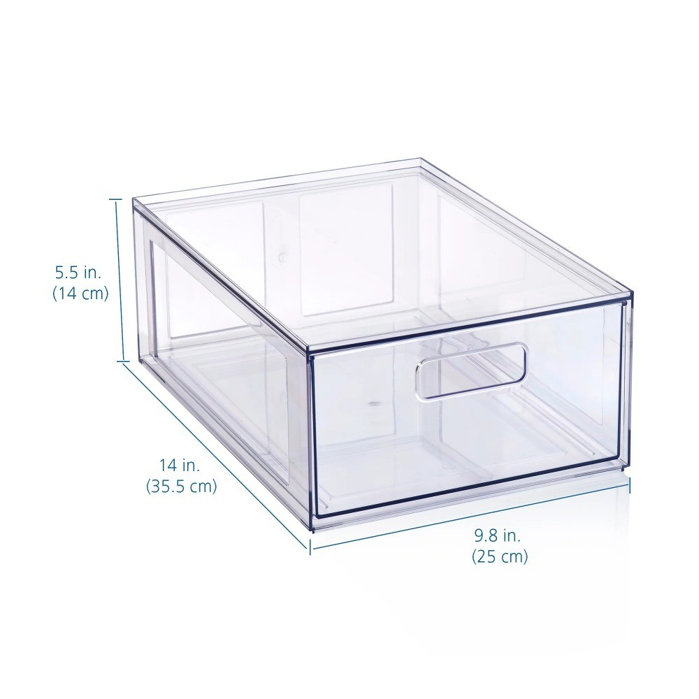 Clear Glossy Plastic Pull-Out Closet Drawer Organizer, Medium Size for Adults