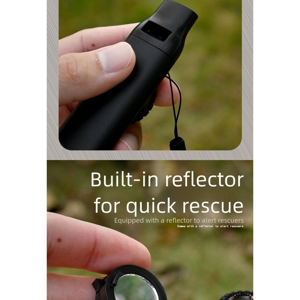 Multi functional 7 in 1 Whistle with LED Light For Compass for Camping Gear