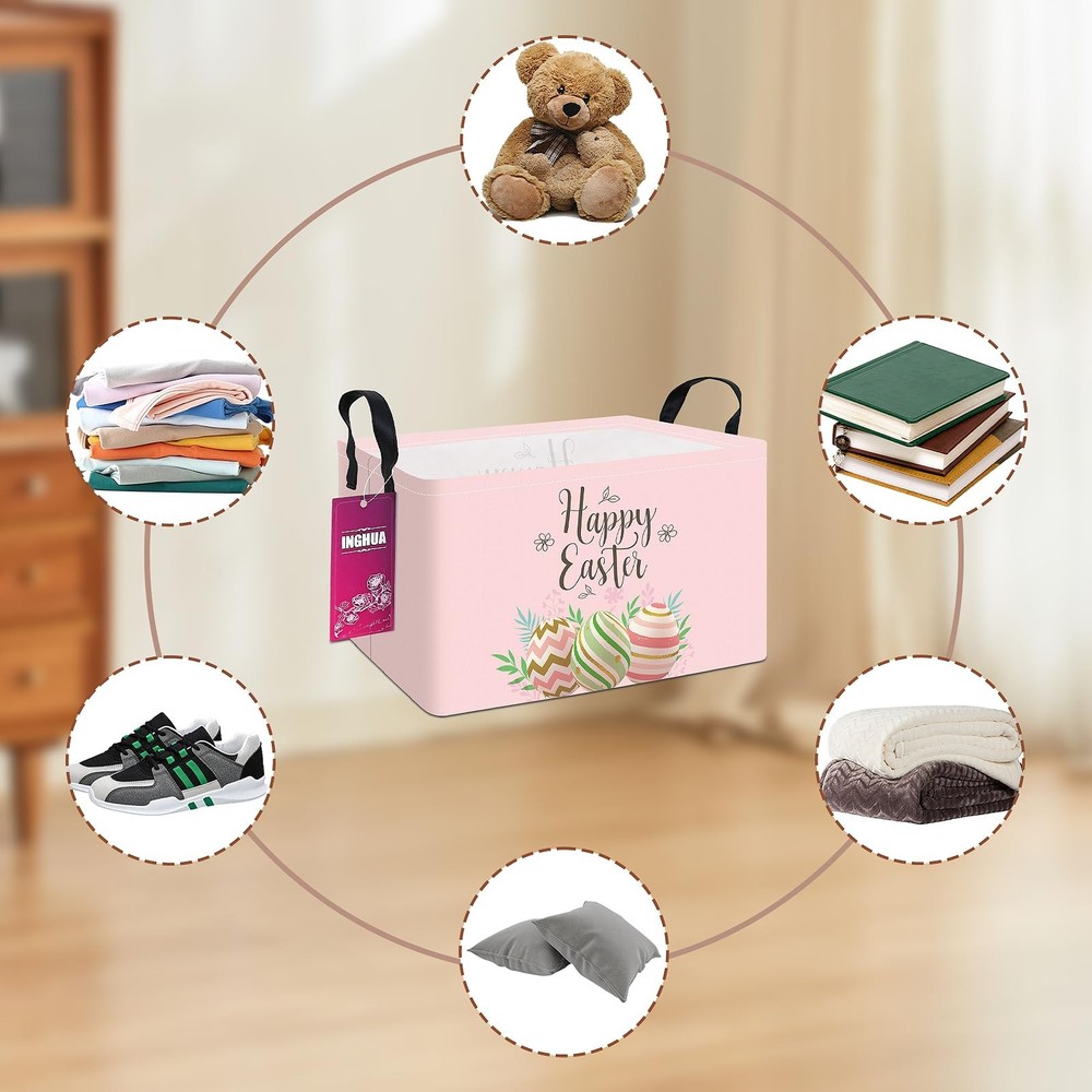 INGHUA Rectangular Storage Basket Fabric Organizer Bin for Toys,Books,Clothes...