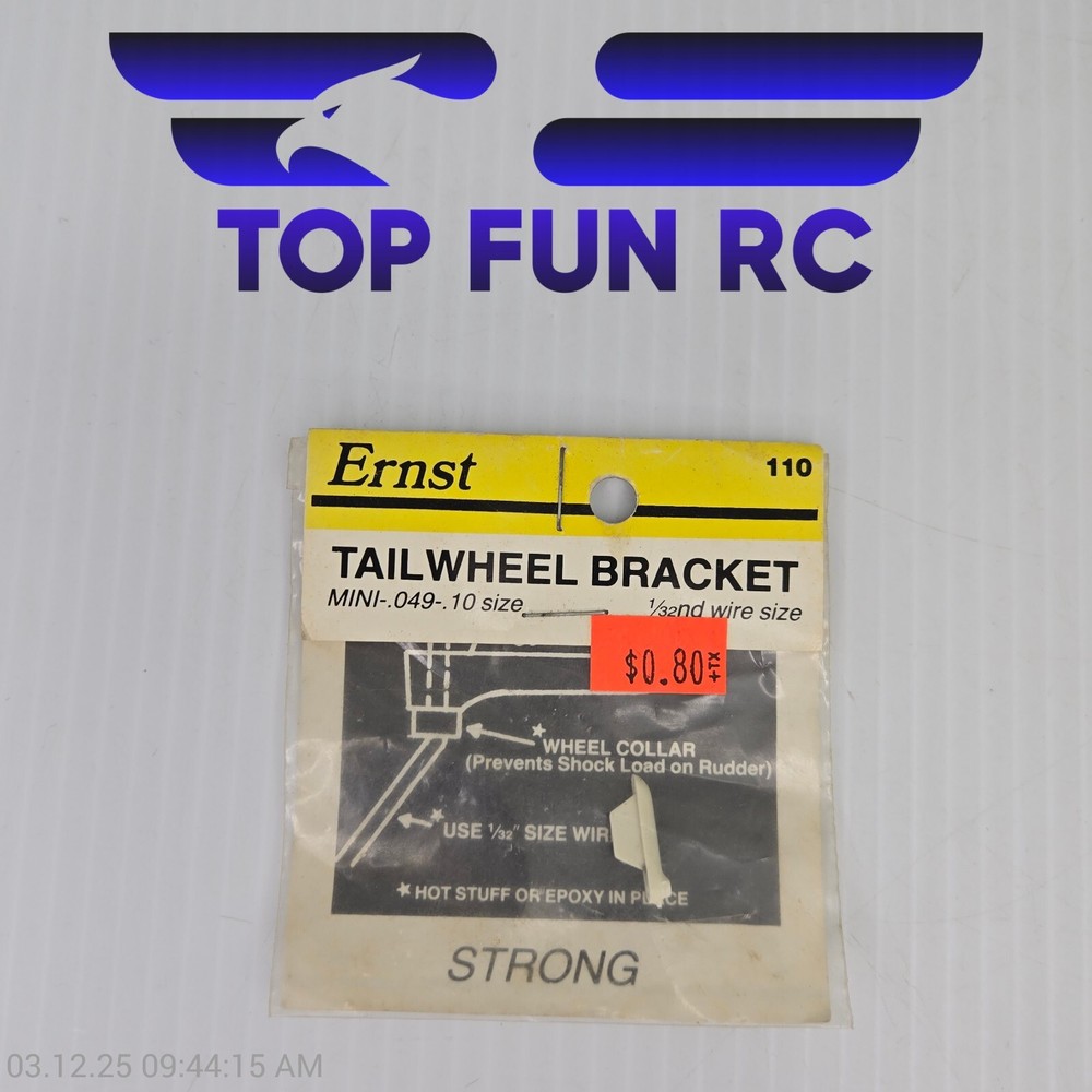 Ernst 110 Tail Wheel Bracket-Mini .049-.10 Size Vintage!