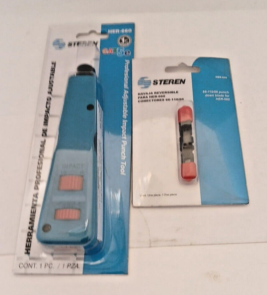 Steren Adjustable Impact Punch Down Tool With 66-110/88 Punch blade combo