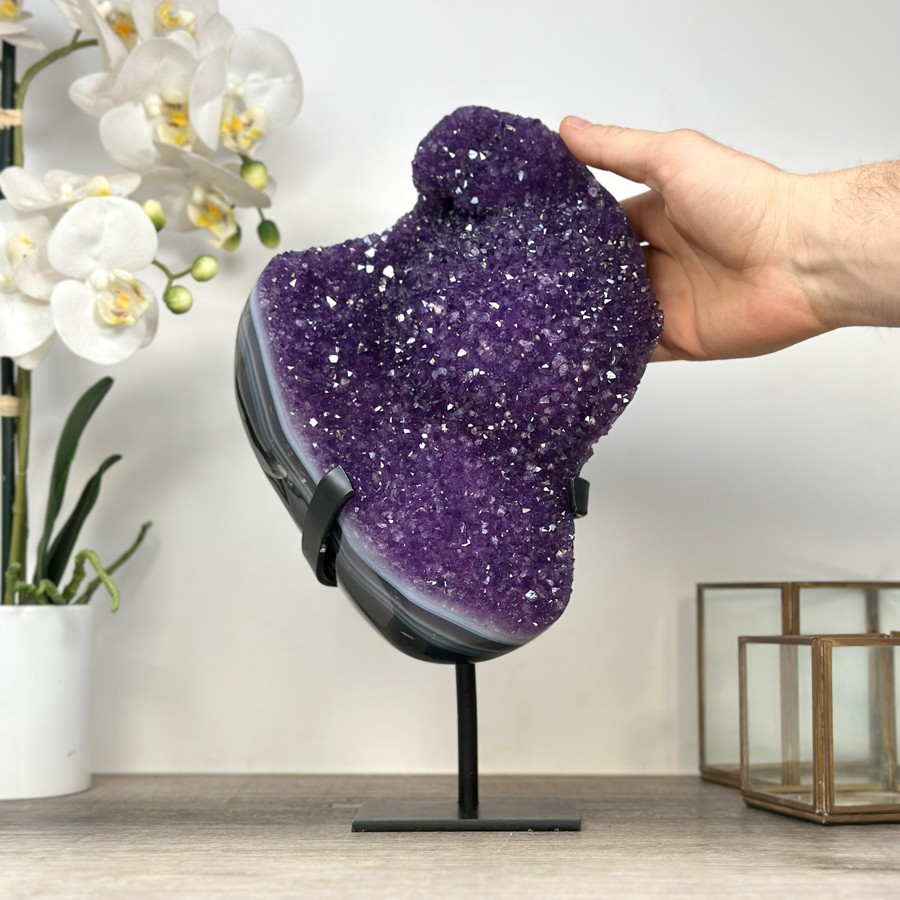 Outstanding Natural Amethyst Cluster wirh Blue Agate Matrix. MWS2384