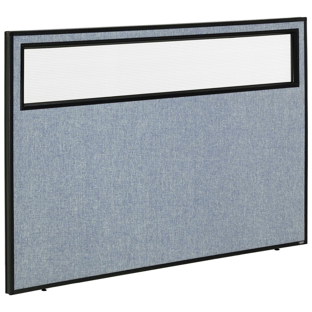 60-1/4"W x 42"H Office Partition Panel with Partial Window Blue
