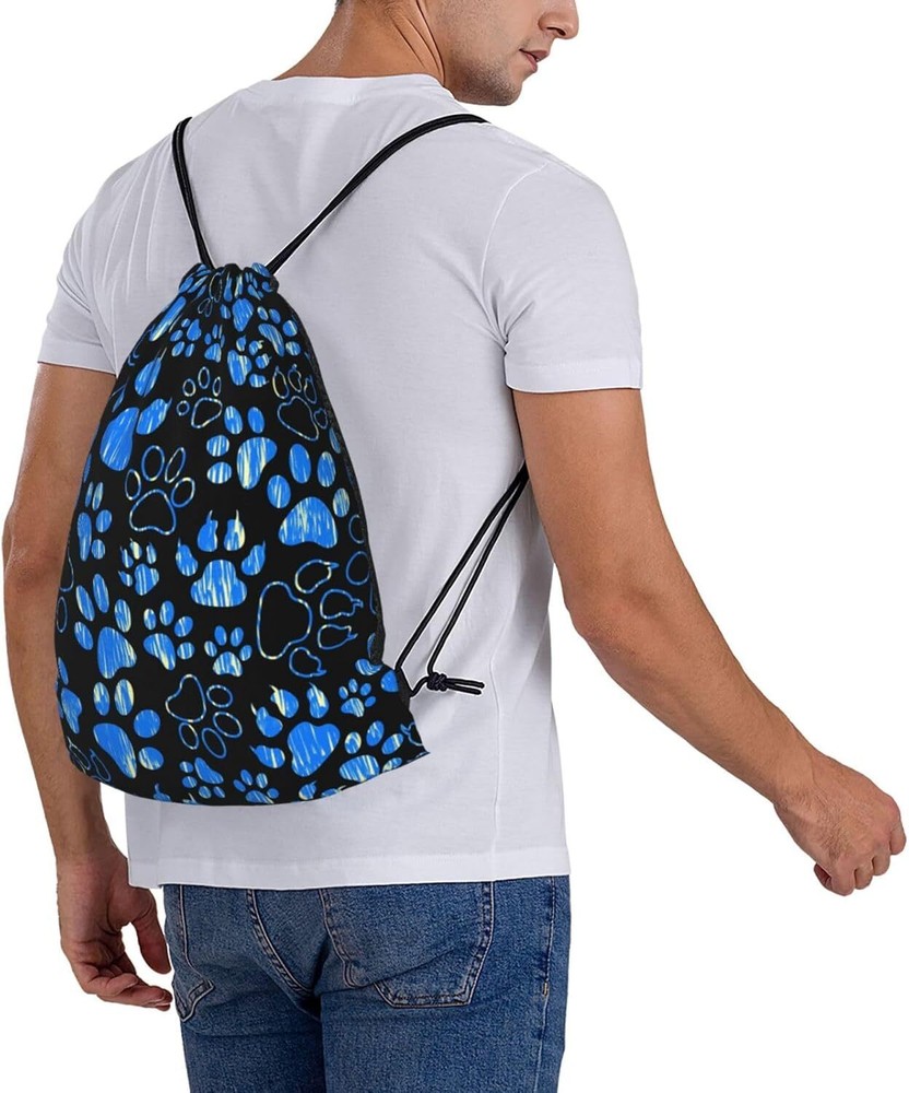 Paw Print Drawstring Gym Bag Backpack Foldable One Size, Dog
