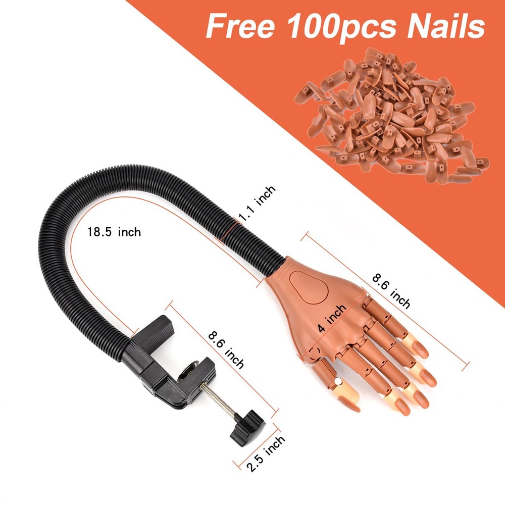 Practice Hand for Acrylic Nails Nail Practice Hand Nail Trainning Hand Flexib...
