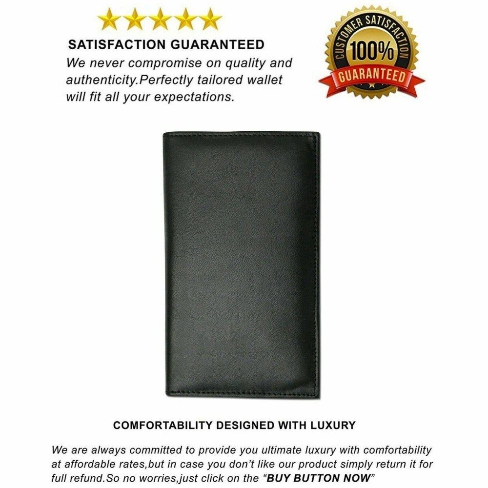 Black RFID Blocking Wallet Leather Bifold 19+ Credit Card ID Checkbook Holders