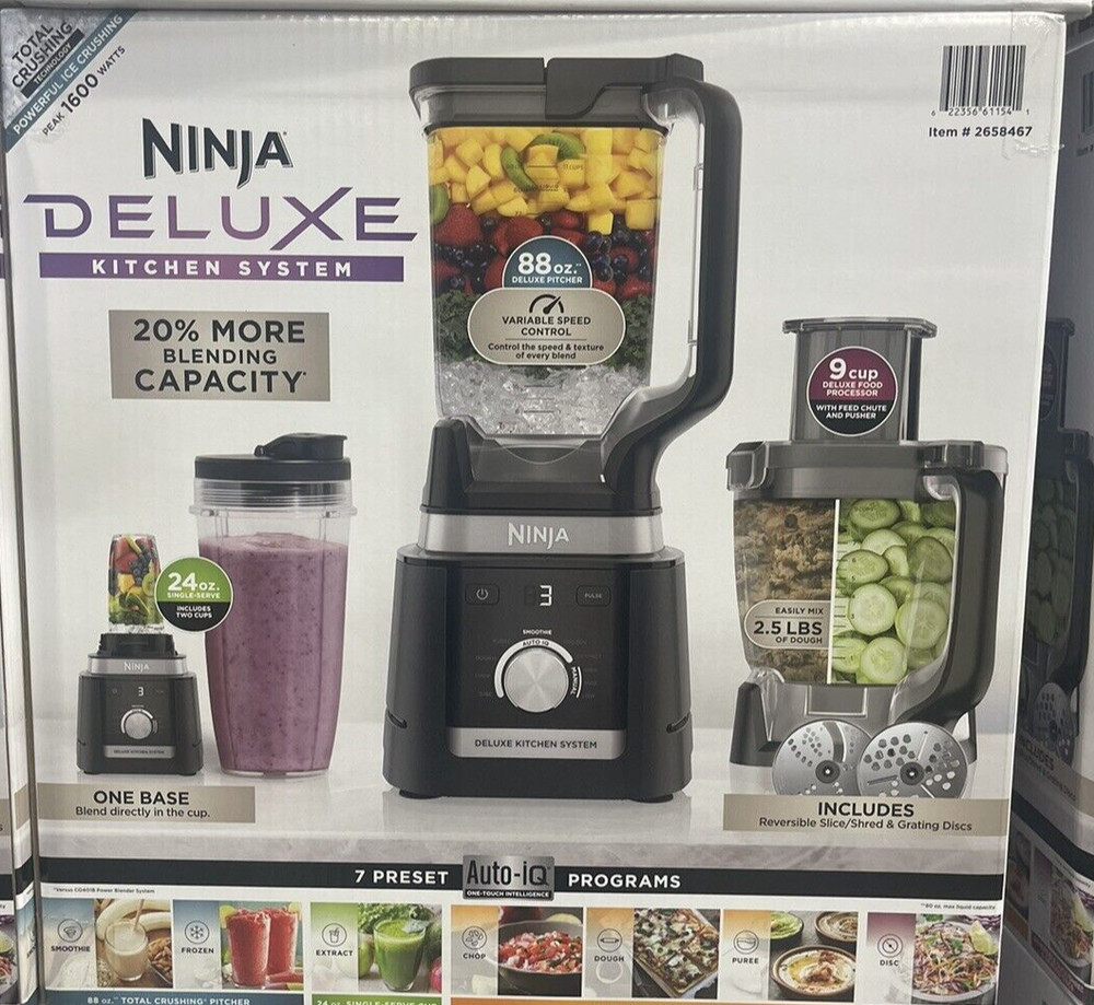 Ninja Deluxe Kitchen System with 88-oz. Pitcher, 9-Cup Processor, & Auto-iQ -NEW