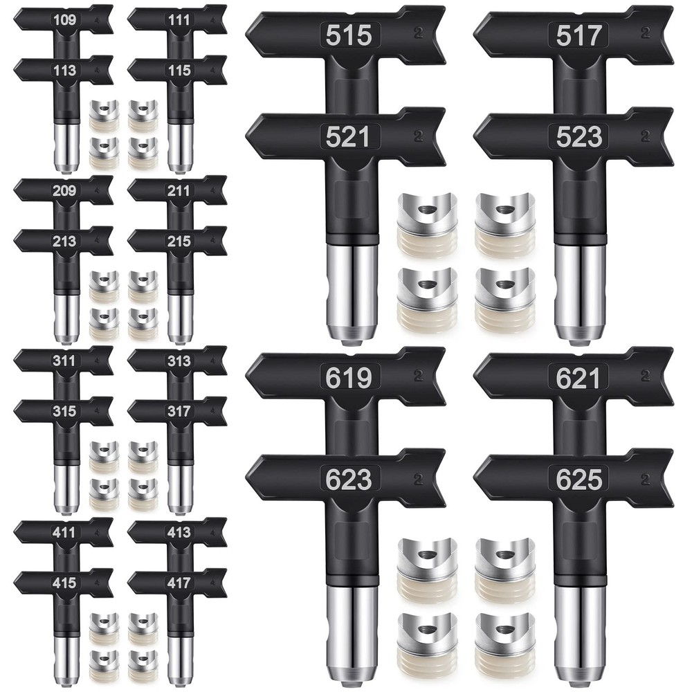 Threan 24 Pack Reversible Spray Tips Black Airless Sprayer Nozzle Tips Paint ...