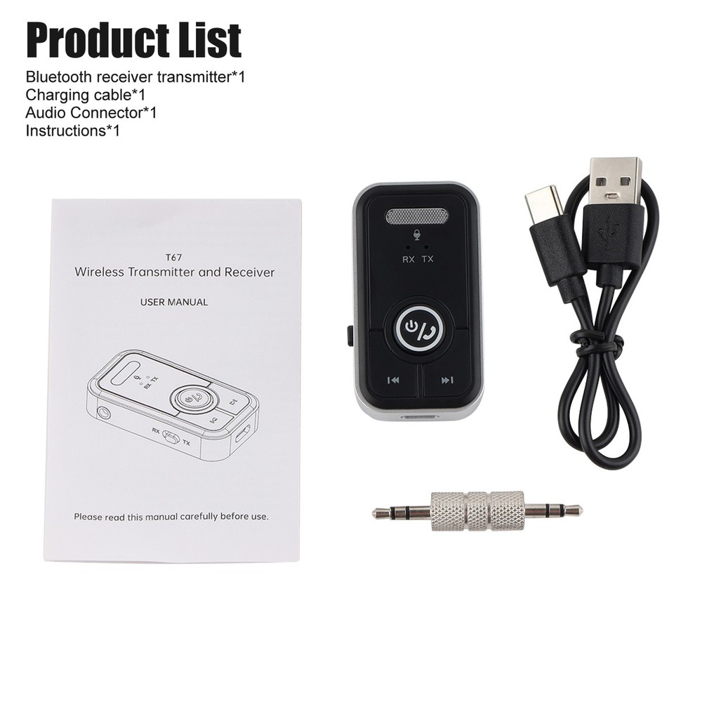 Audio Bluetooth 5.3 Adapter w Dual Mode - Wireless Transmitter Receiver 10H Play