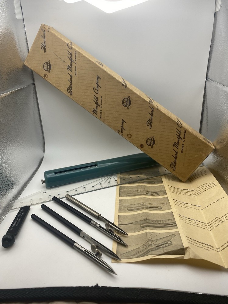 Vintage Standard Manifold Company Roll-Ruler Drafting Tool Rolling Pens
