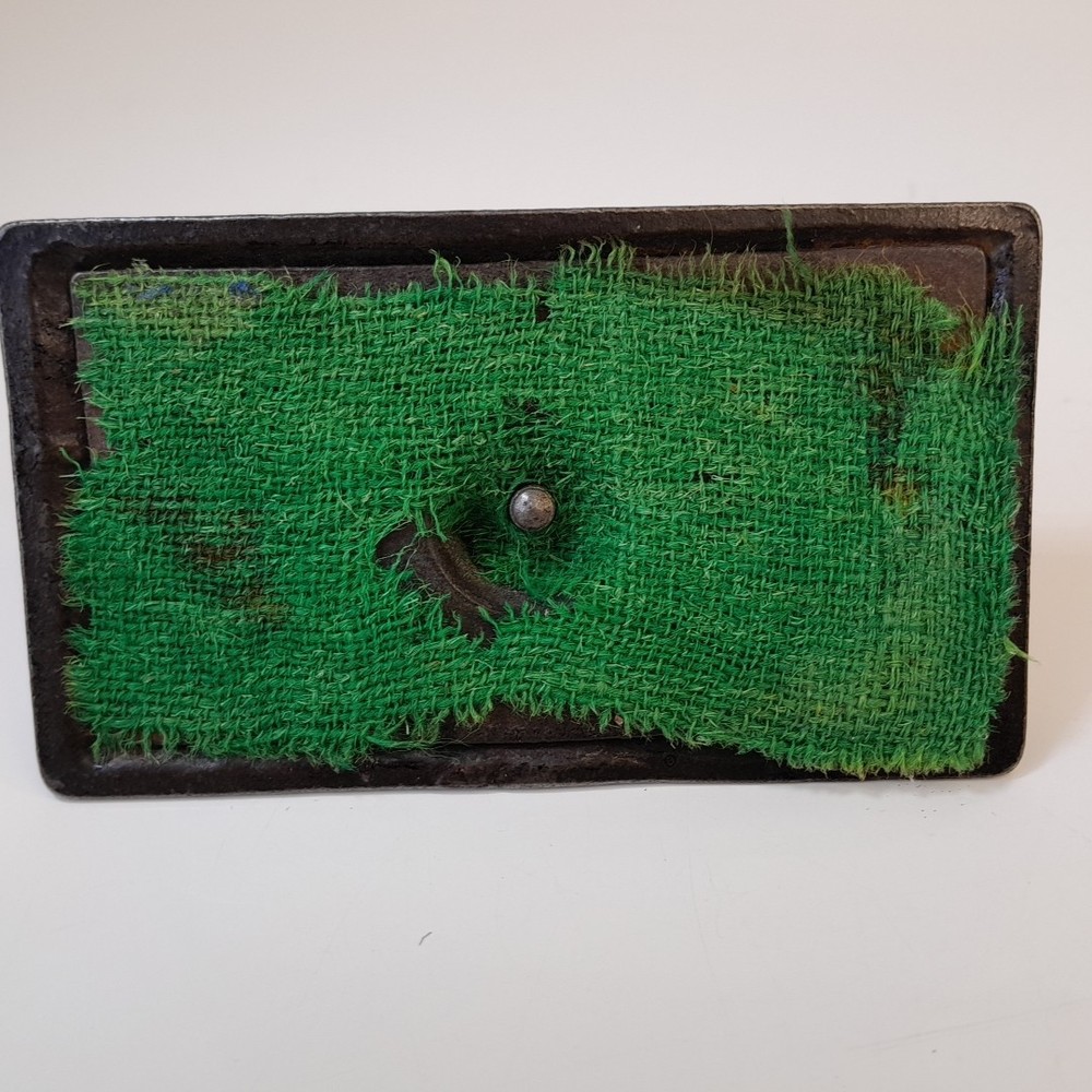 Antique Brass/Metal Blotter. Green Felt Base.