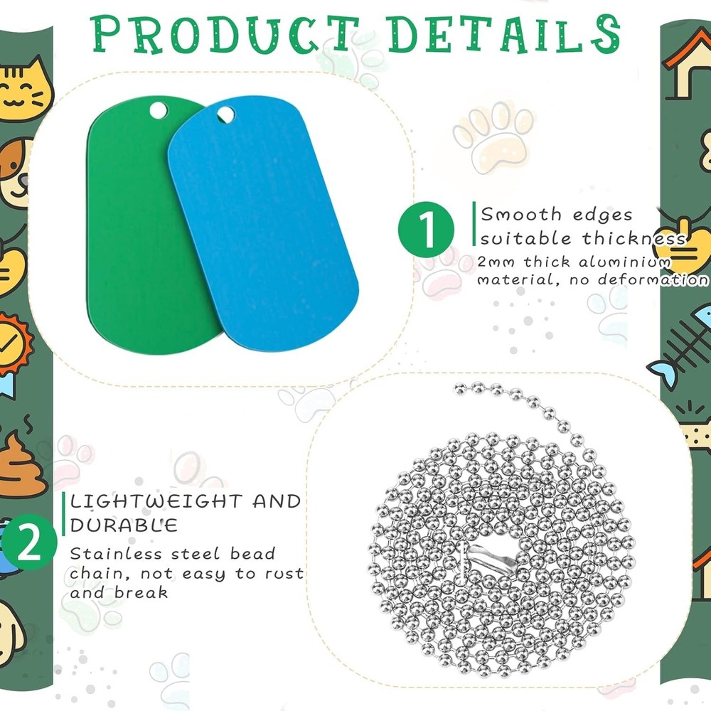 Versatile 200 Pcs Dog Tags & Chains - Personalized Crafting for Pets & DIY Needs