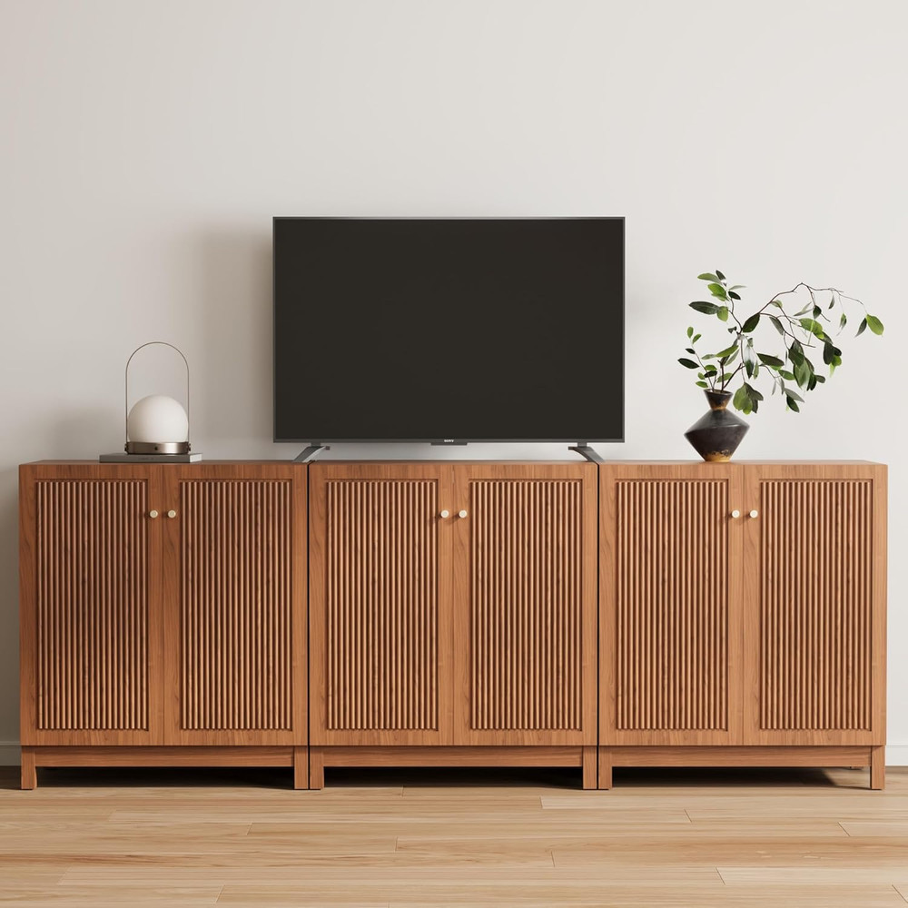 31.5" Fluted Sideboard Buffet Cabinet with Storage, Mid Century Modern Accent Ca