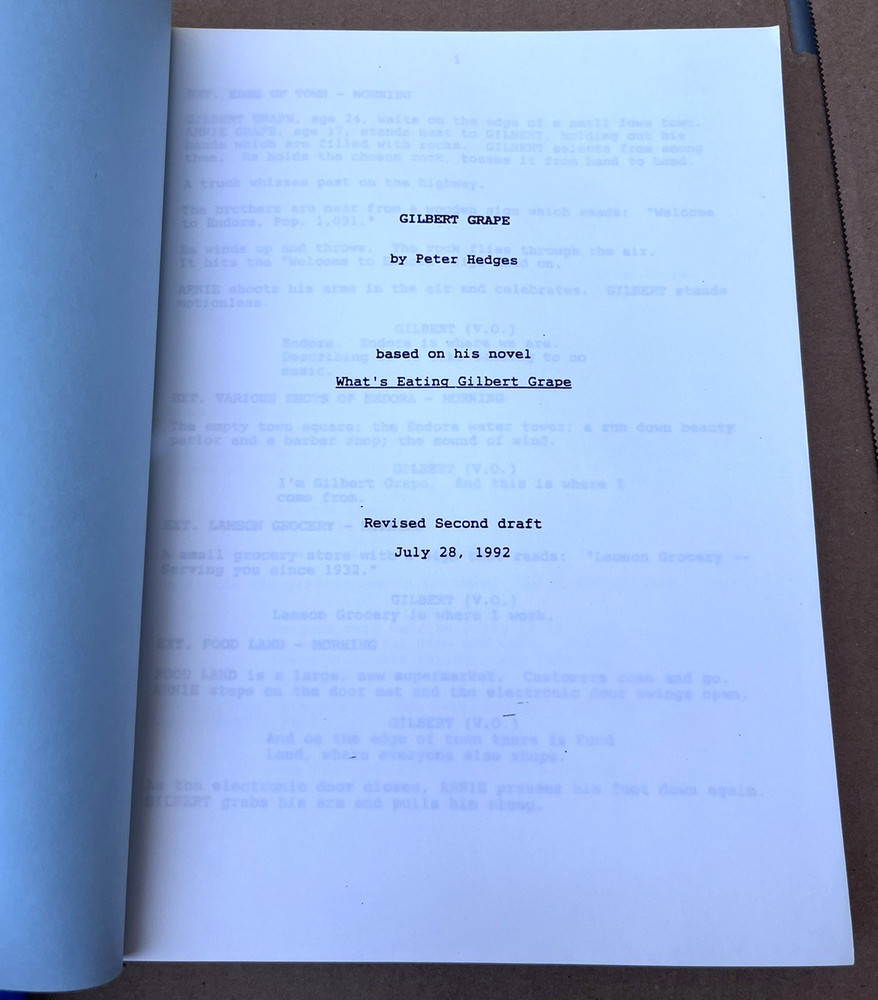 1992 What's Eating Gilbert Grape Original Movie Script Revised 2nd Draft Rare