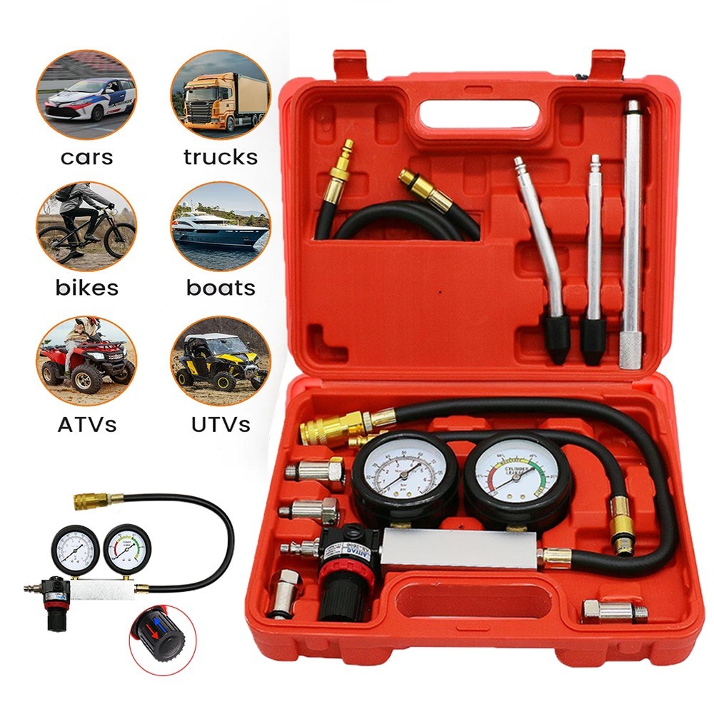 Multi-Function Cylinder Leak Down Tester Gasoline Engine Compression Gauge Test