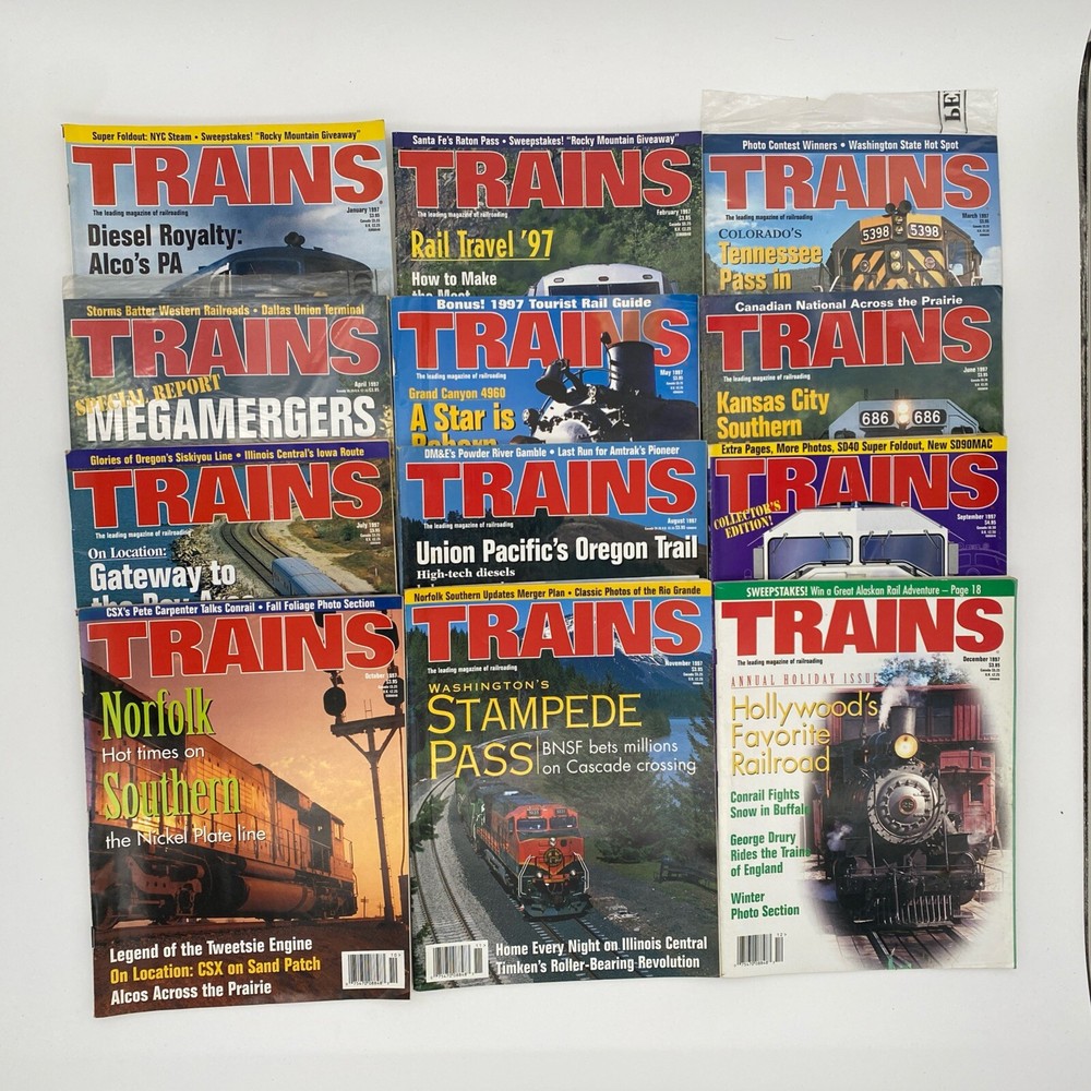 Trains Magazine 12 Issues 1997 (Complete Year 1997)