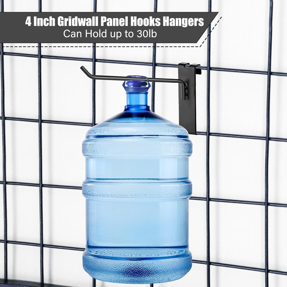 Gridwall Hooks - 4 Inch Heavy Duty Black Display Hooks for Grid Wall Panel Ha...