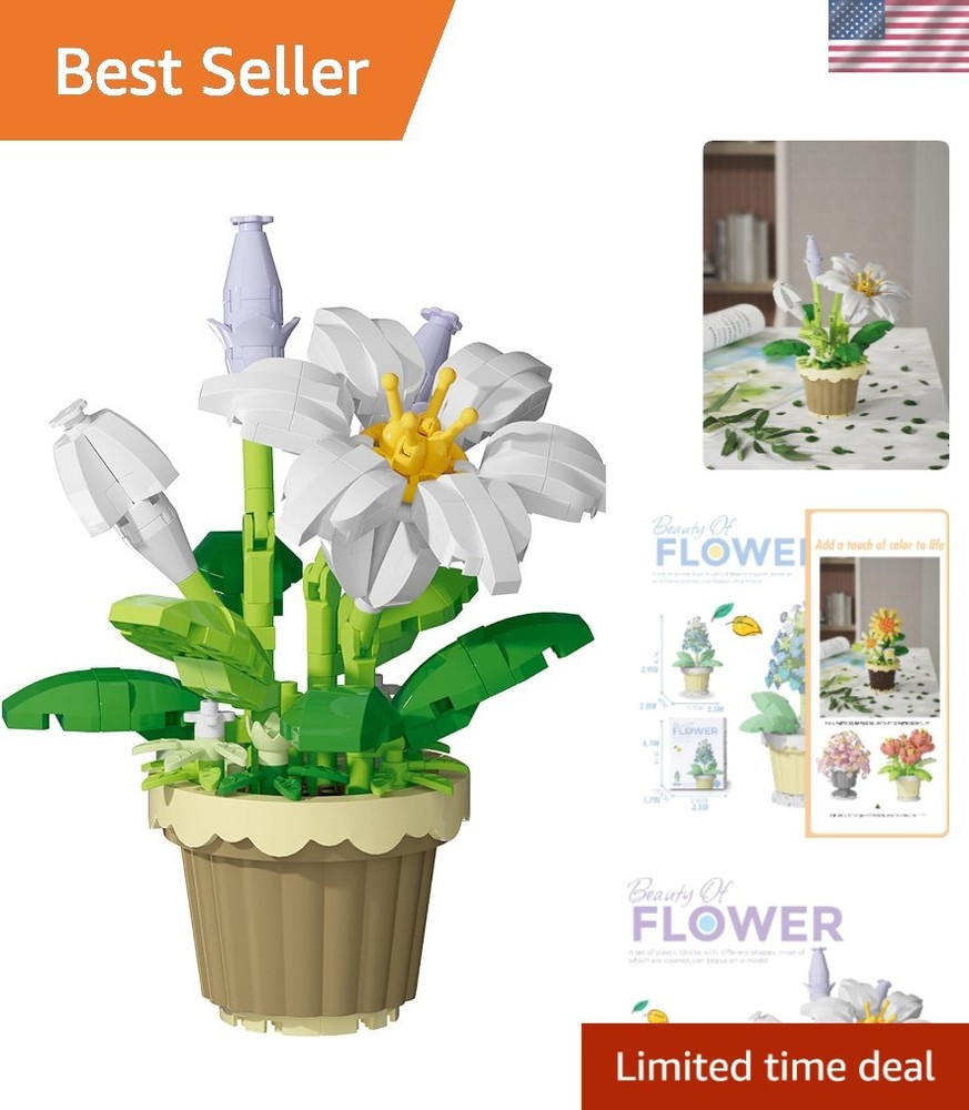 Creative Flower Potted Plant Blocks for a Calm Workspace - Customizable Art