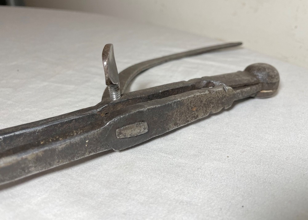LARGE rare antique 18th century handmade solid wrought iron compass divider tool