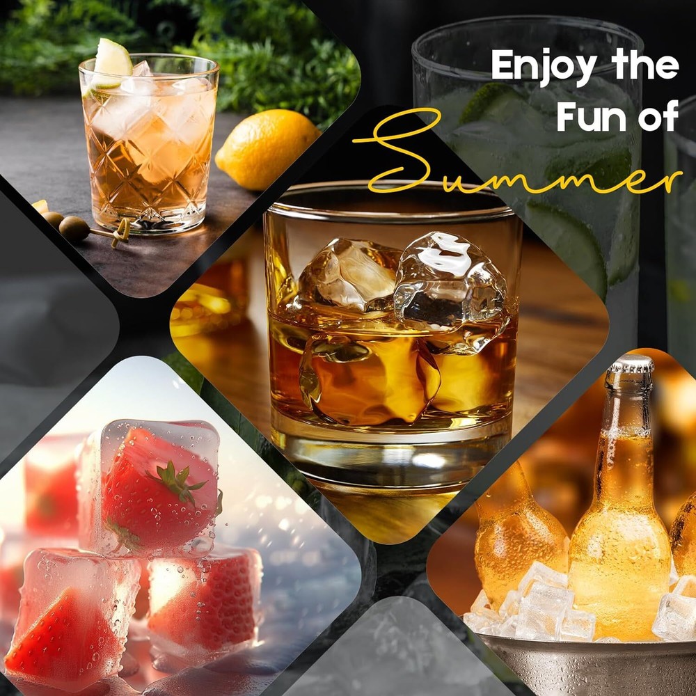 Ice Cube Tray,2 Pack Silicone & Plastic Ice Trays for Freezer