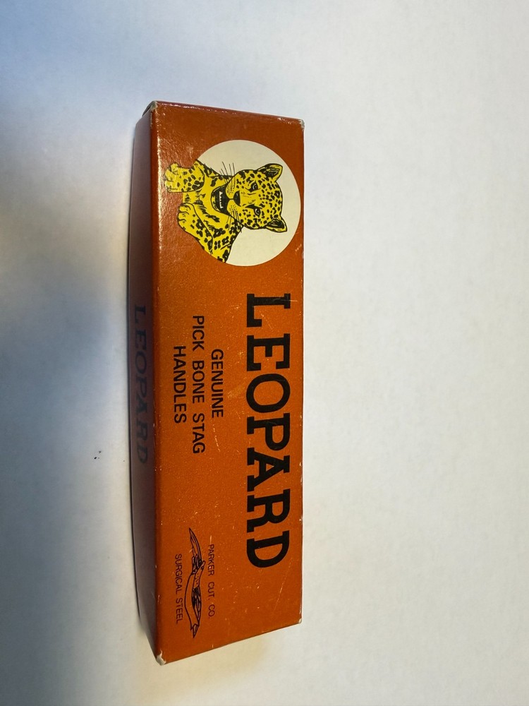 leopard genuine pick bone stag handle knife