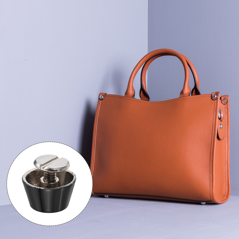 Screw Back Stud Spike (12x7mm) 10pcs, Flat Head Stud Rivets Bright Black