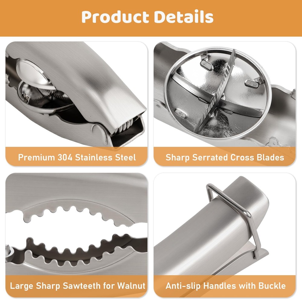 Upgraded 2 In 1 Chestnut Cutter Tool and Nut Cracker for All Medium, Silver