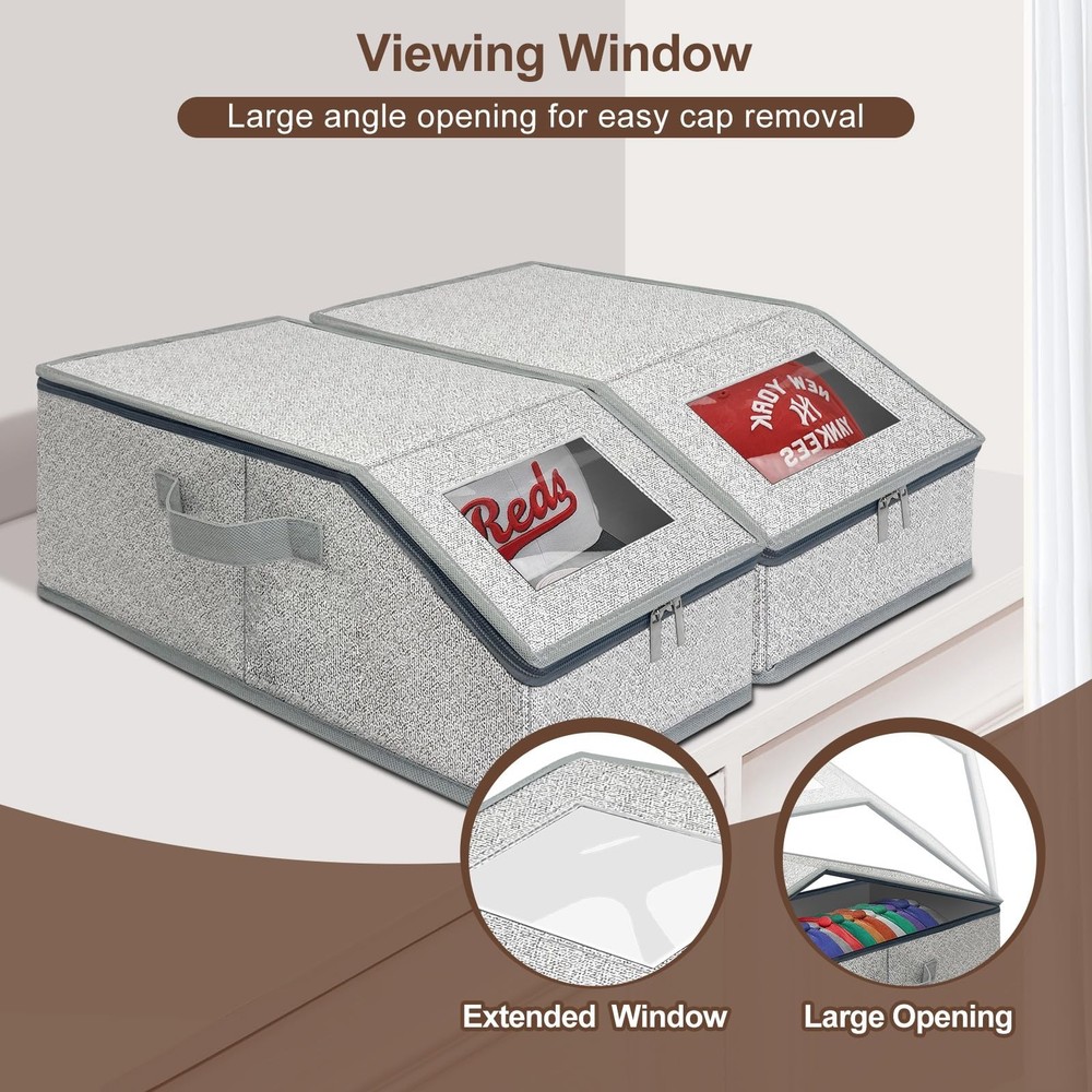 4 Pack Stackable Baseball Cap Organizer for Closet, Holds 24 Hats Each – H