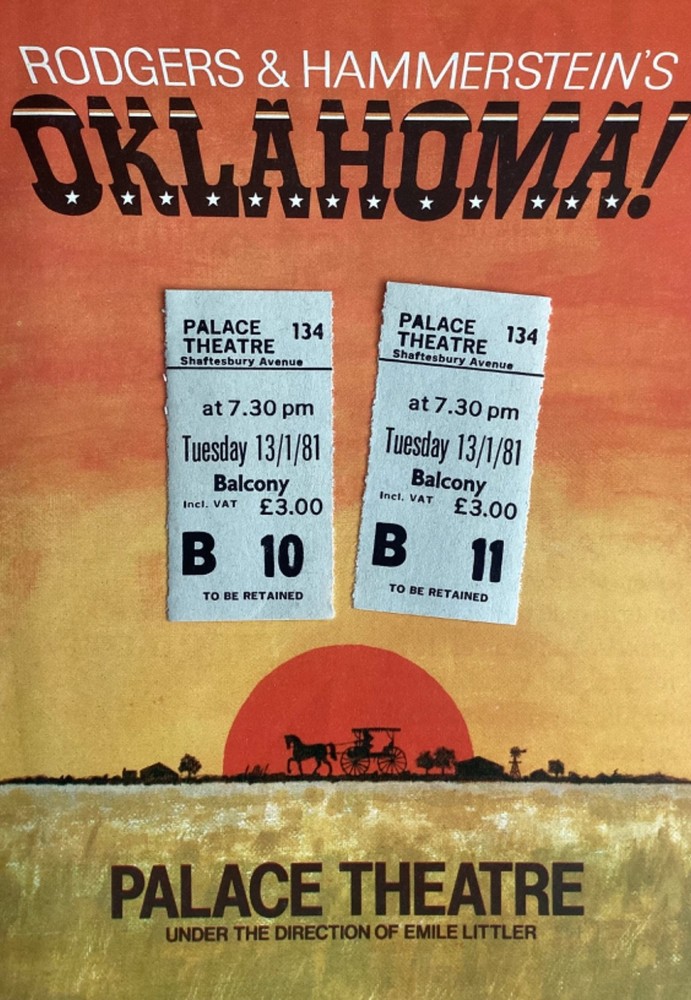 Palace theatre Oklahoma Rogers & Hammerstein 1981 programme + ticket stubs