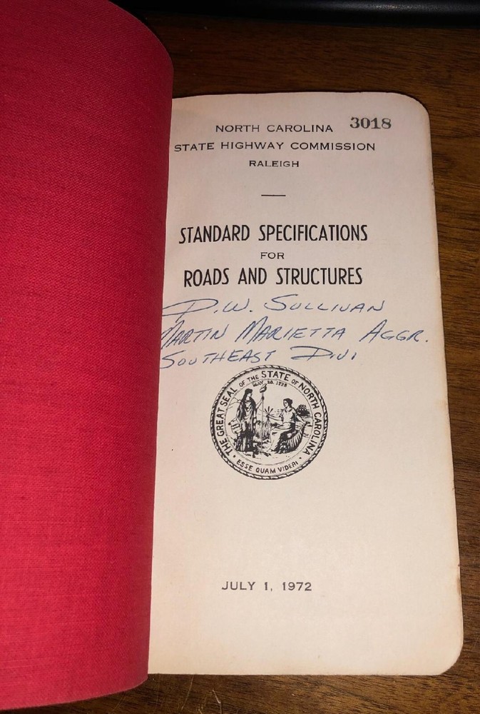 1972 North Carolina Highway Commission Standard Specifications Roads Structures