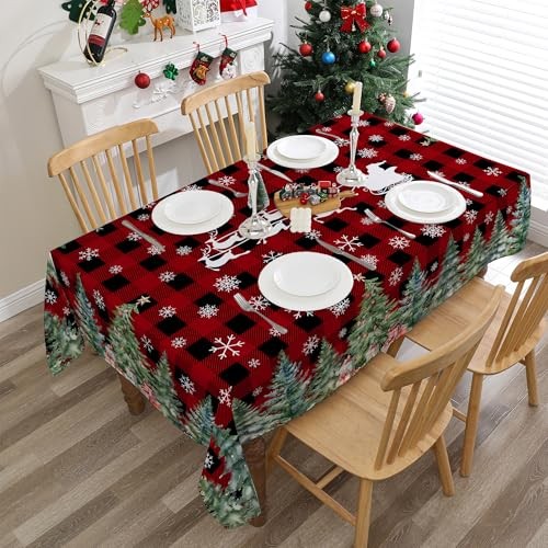 Christmas Tablecloth (red and Black, 70" x 50" (Rectangular) Red and Black