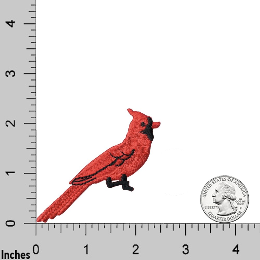 Red Cardinal Patches (5-Pack) Bird Embroidered Iron on Patch Appliques