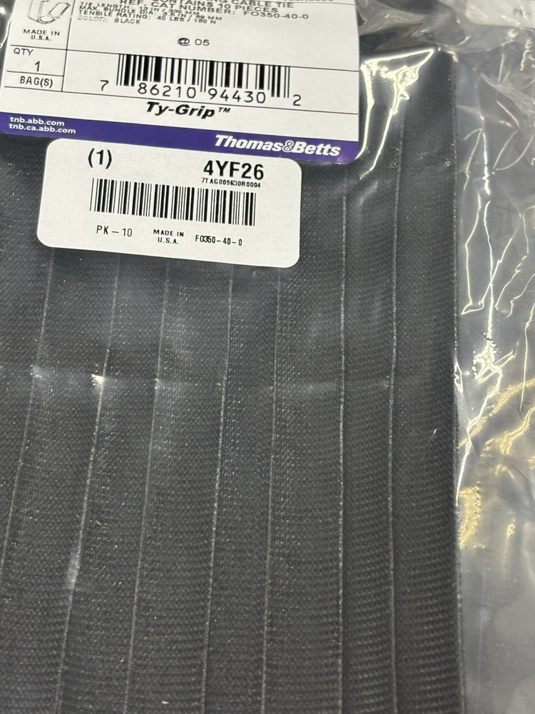 10 Packs (10 Each) Thomas & Betts Ty-Grip Self Gripping Hook & Loop Cable Ties