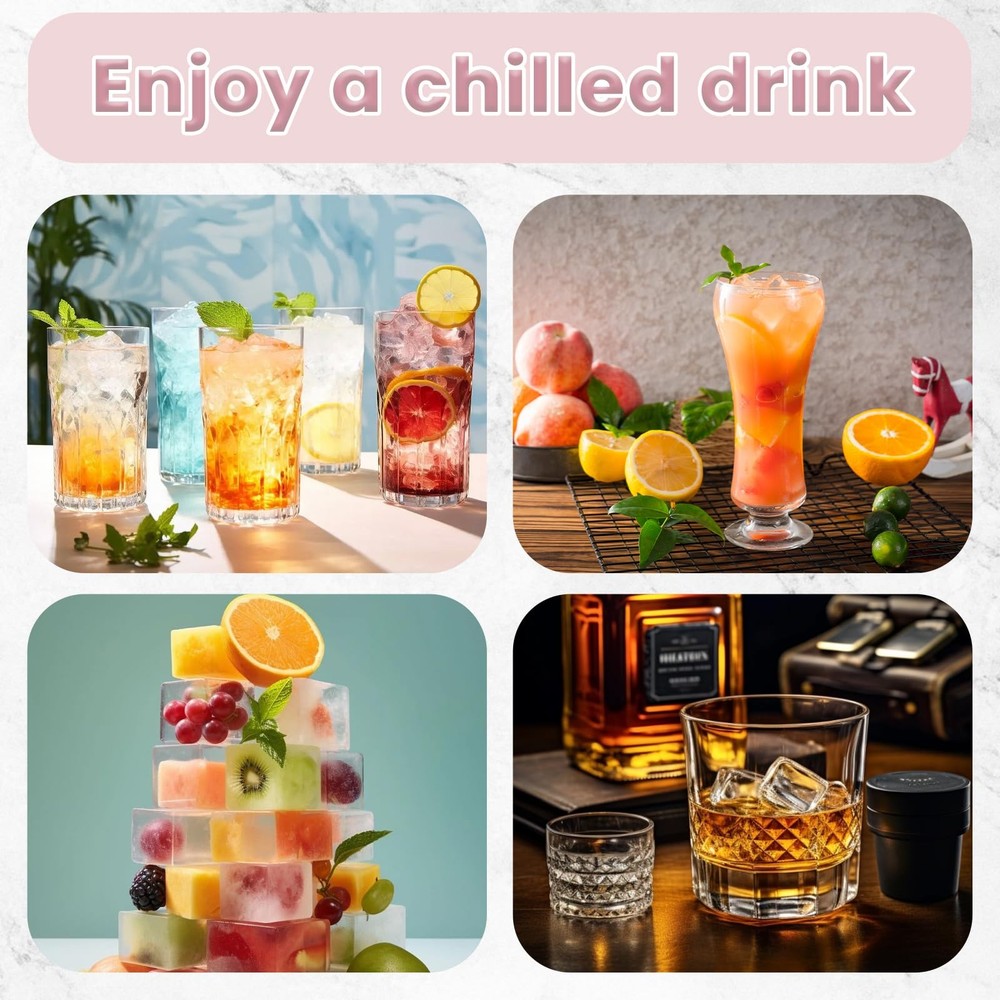 Large Silicone Ice Cube Trays with Lid, Make 15 Ice Cubes per Tray, Include 7...