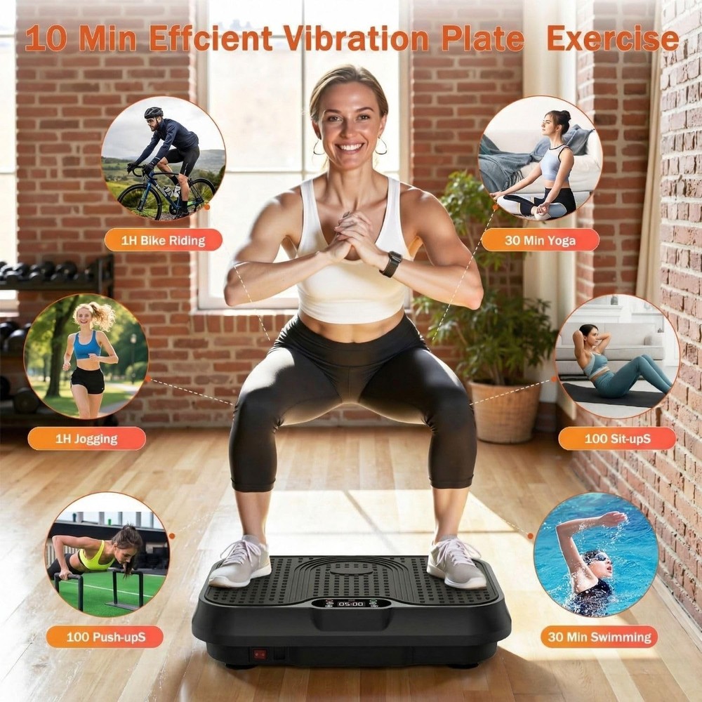 Vibration Plate Exercise Machine, Compact Small for Black-S
