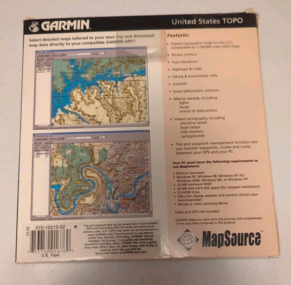Garmin MapSource US Topo Maps with data cable