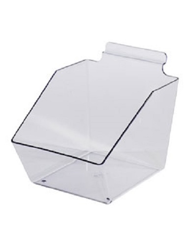 6 Slatwall Bins Dump Acrylic Clear 7 ½” X 6” X 5 ½” Plastic Display Wire Grid