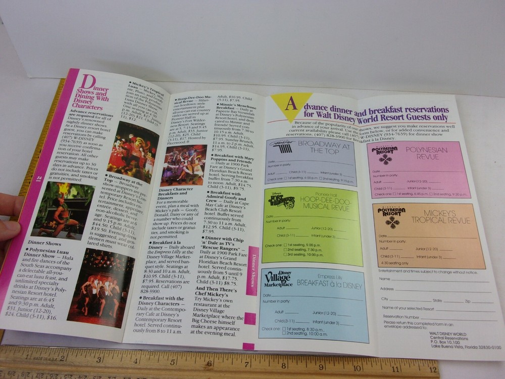 1993 Disney World Insider Planning Guide pamphlet
