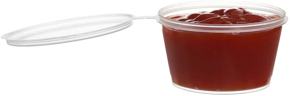 2oz Portion Cup Leak Proof Plastic Condiment Soufflé Container with Hinged Lid