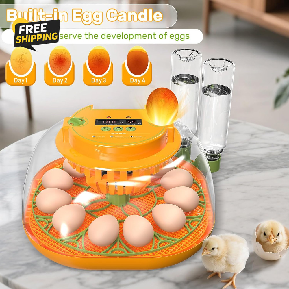 Incubators for Hatching Eggs, 12 Egg Incubator with Automatic Egg Turning