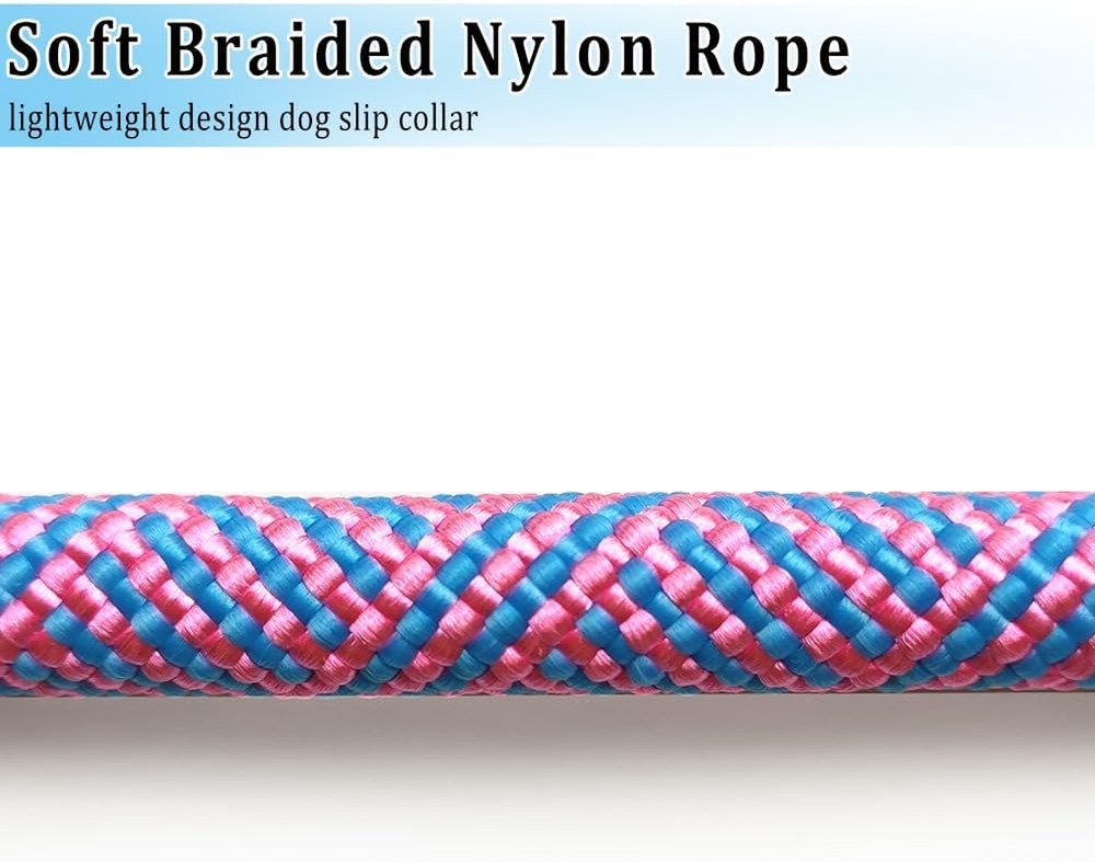Dog Slip Collar, round Nylon Training Collar No-Pull P Collar with Sliding Stopp