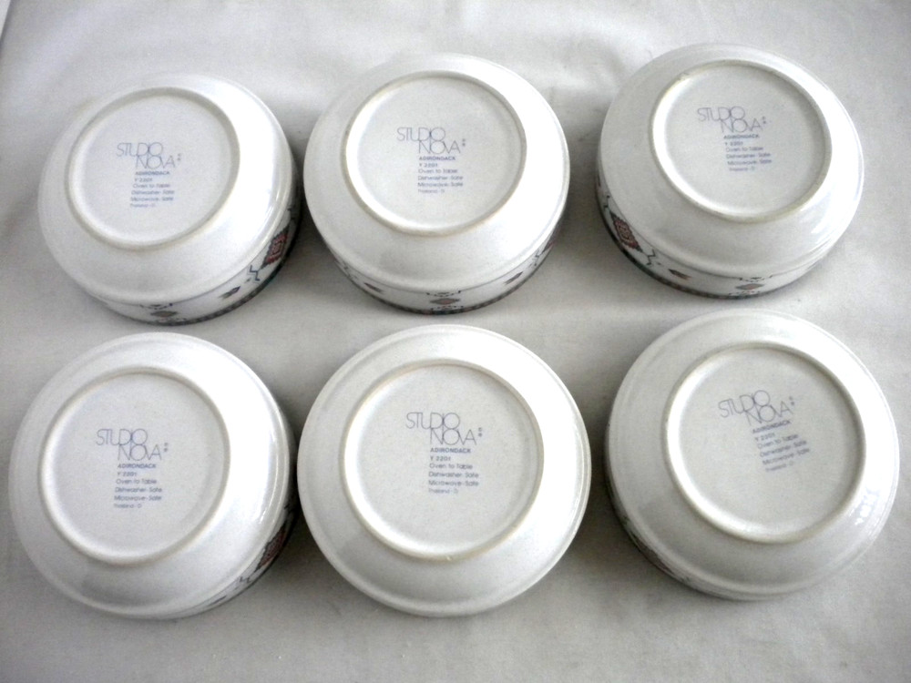 6 Studio Nova Adirondack Pattern Y2201 5-inch Fruit Dessert Bowls - Never Used