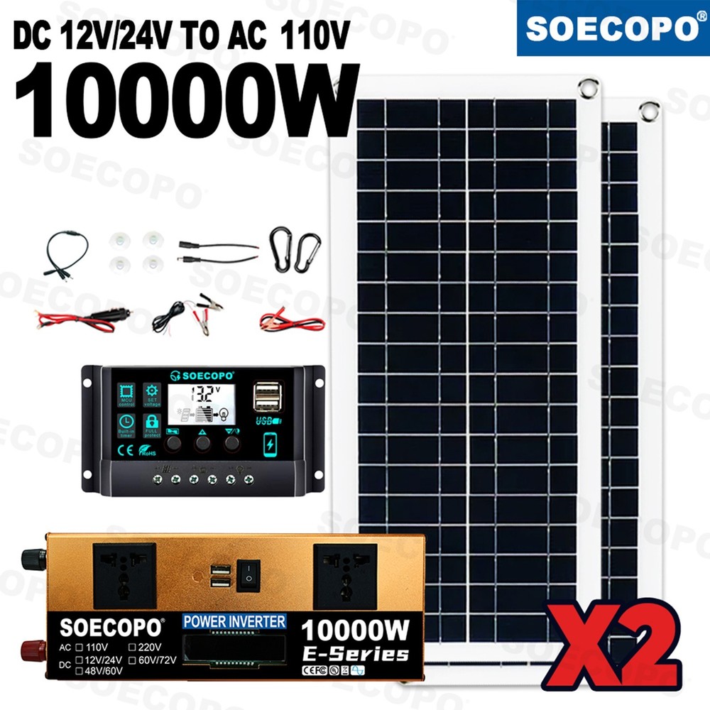 10000W Solar Kit | Includes Inverter, 2pcs 200W Solar Panels 100A Controller.