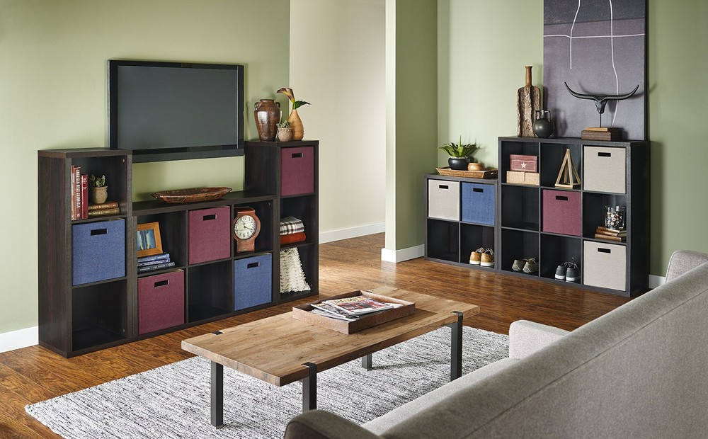 ClosetMaid 4 Cube Storage Shelf Organizer Bookshelf with Back Panel, Black Walnu