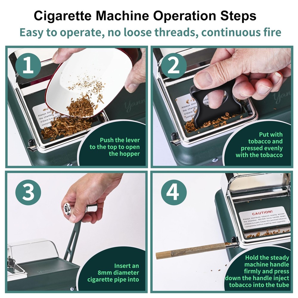 Cigarette Rolling Machine, Manual Cigarette Injector Machine for 8mm Diameter...