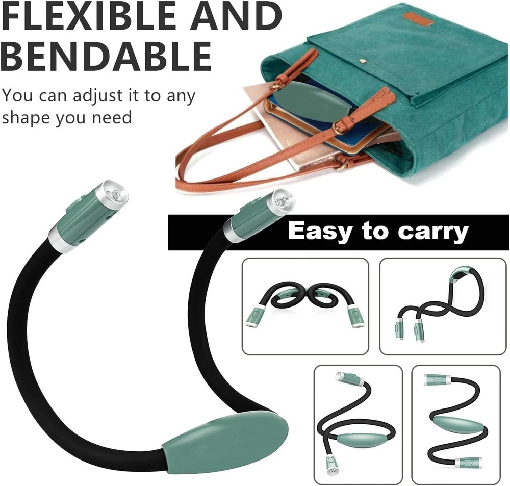 Rechargeable 4 LED Neck Reading Light, Book Lights for Reading in Bed, 3